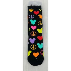 Disney Parks Mickey Icons Peace Hearts‎ Adult Socks Shoe Size M 5-9/W 5-10 NWT